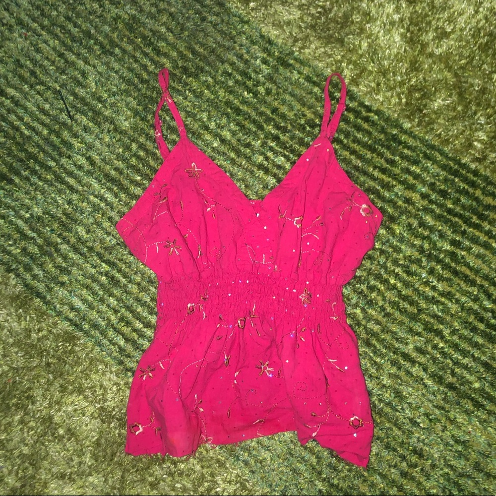 Love Red Sparkly Flower Top